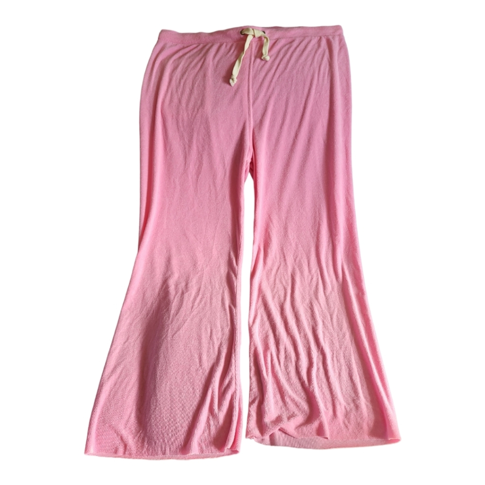 LOOP TERRY WIDE LEG PANT:LIGHT PINK:LARGE